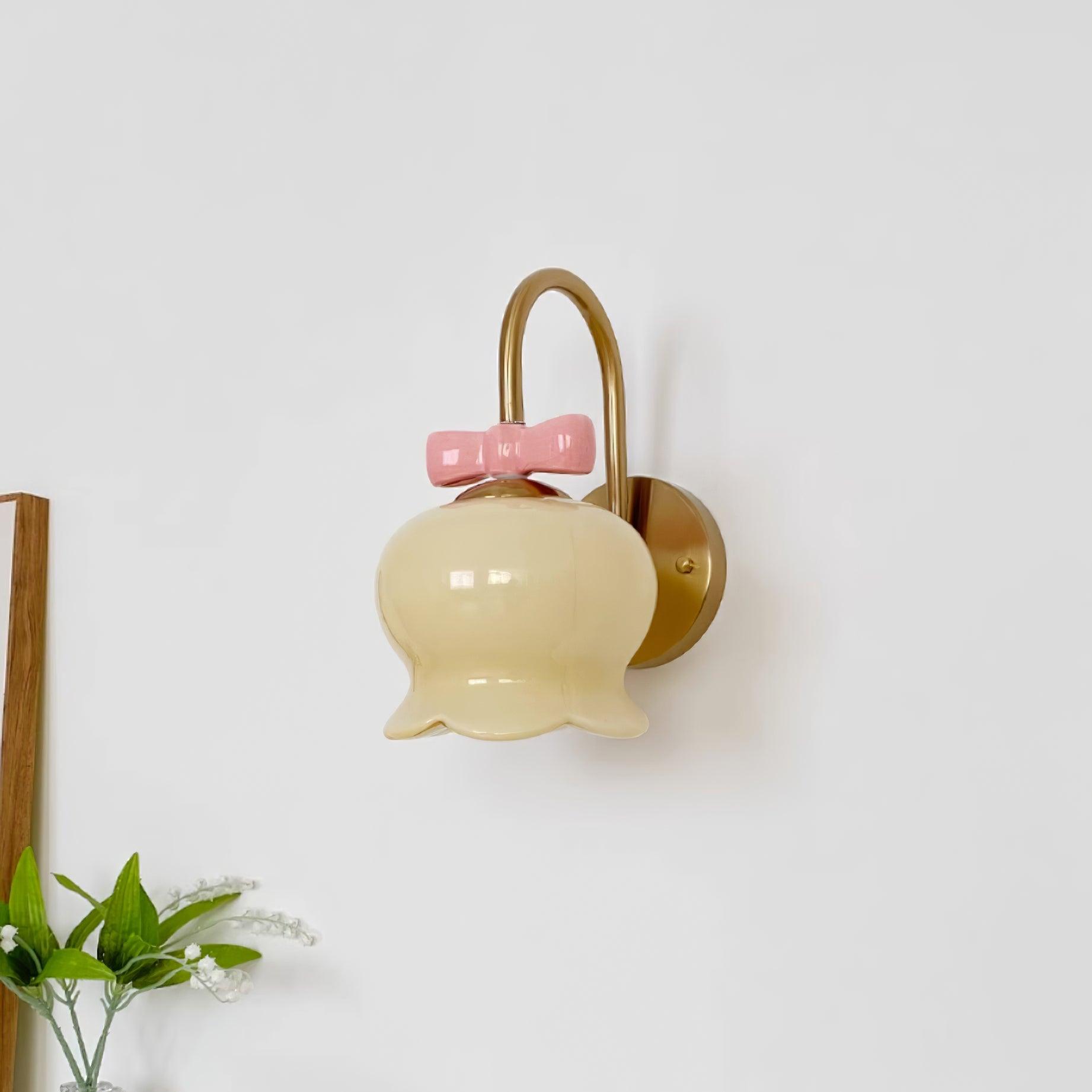 Wall Lamp Bow Accent Bell Glass Shade Playful Modern Kids Room - Letslighting