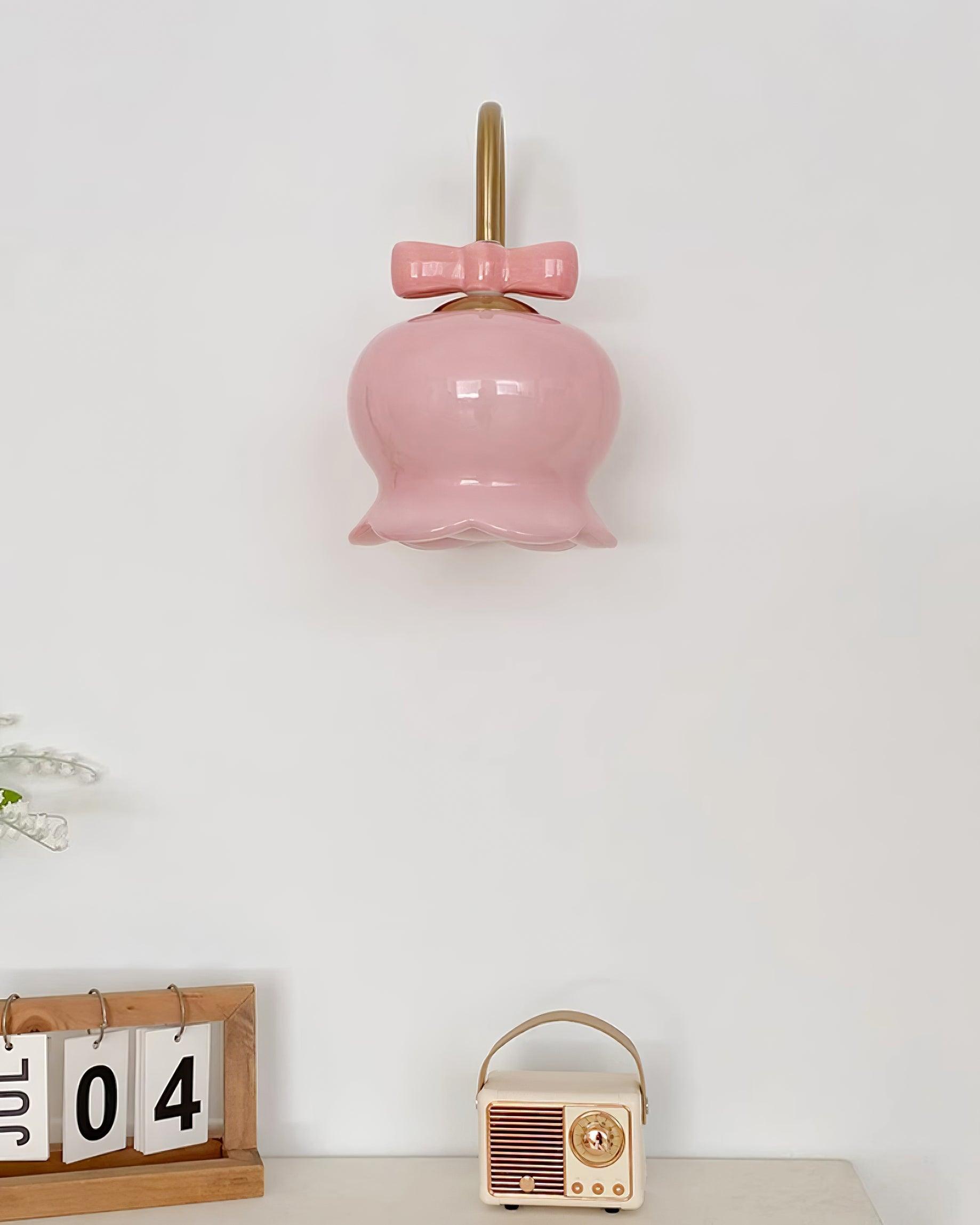 Wall Lamp Bow Accent Bell Glass Shade Playful Modern Kids Room - Letslighting