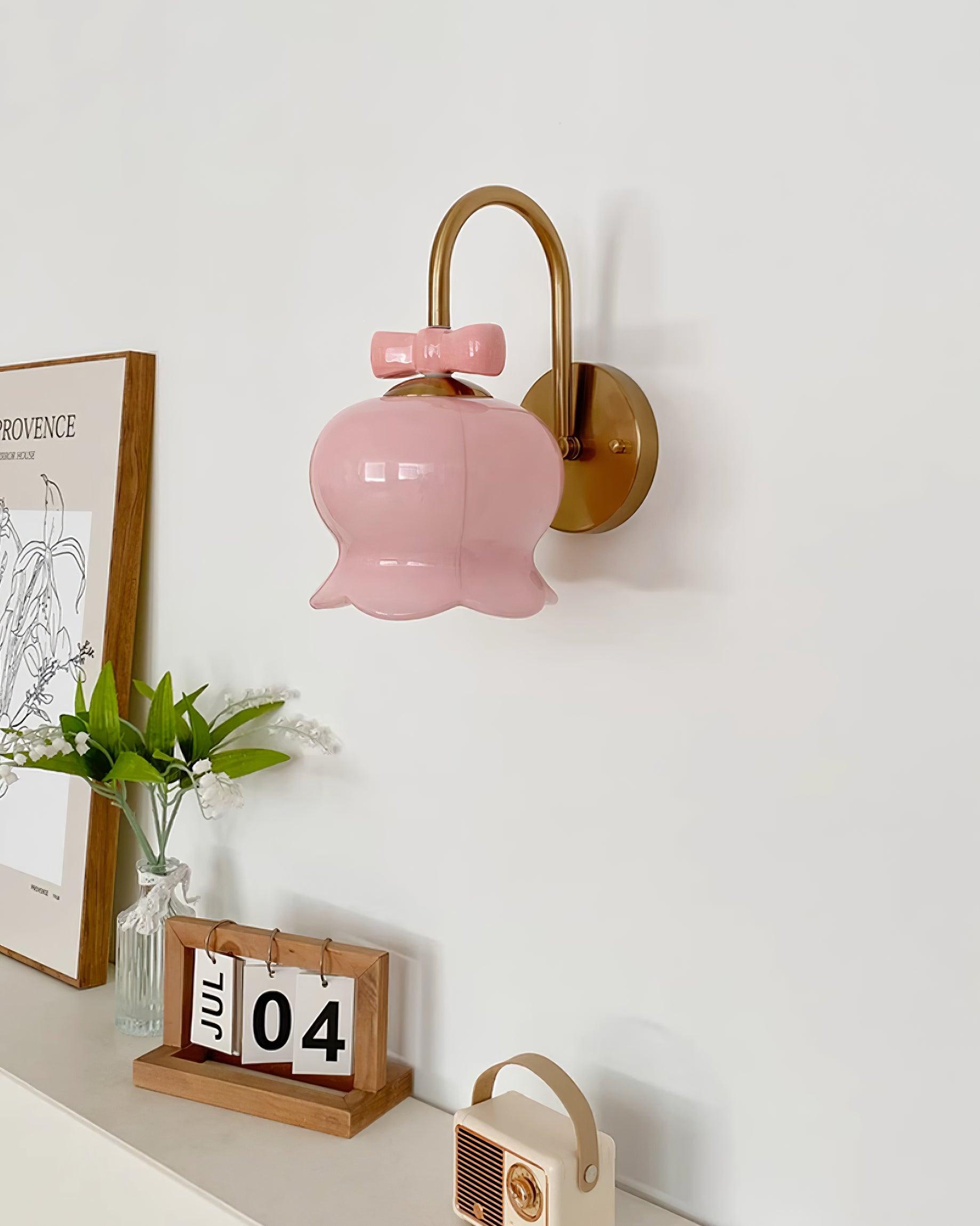 Wall Lamp Bow Accent Bell Glass Shade Playful Modern Kids Room - Letslighting