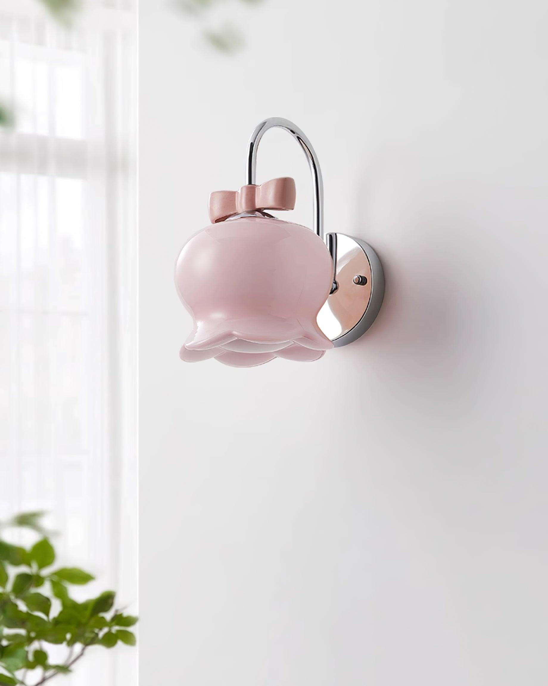 Wall Lamp Bow Accent Bell Glass Shade Playful Modern Kids Room - Letslighting