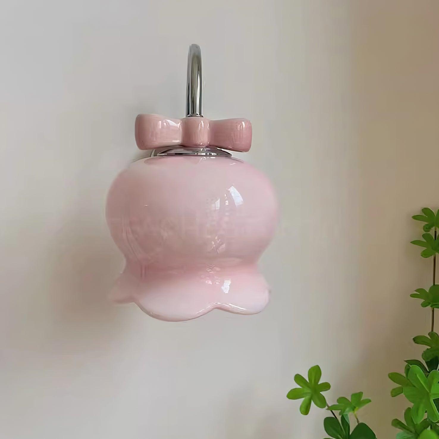 Wall Lamp Bow Accent Bell Glass Shade Playful Modern Kids Room - Letslighting
