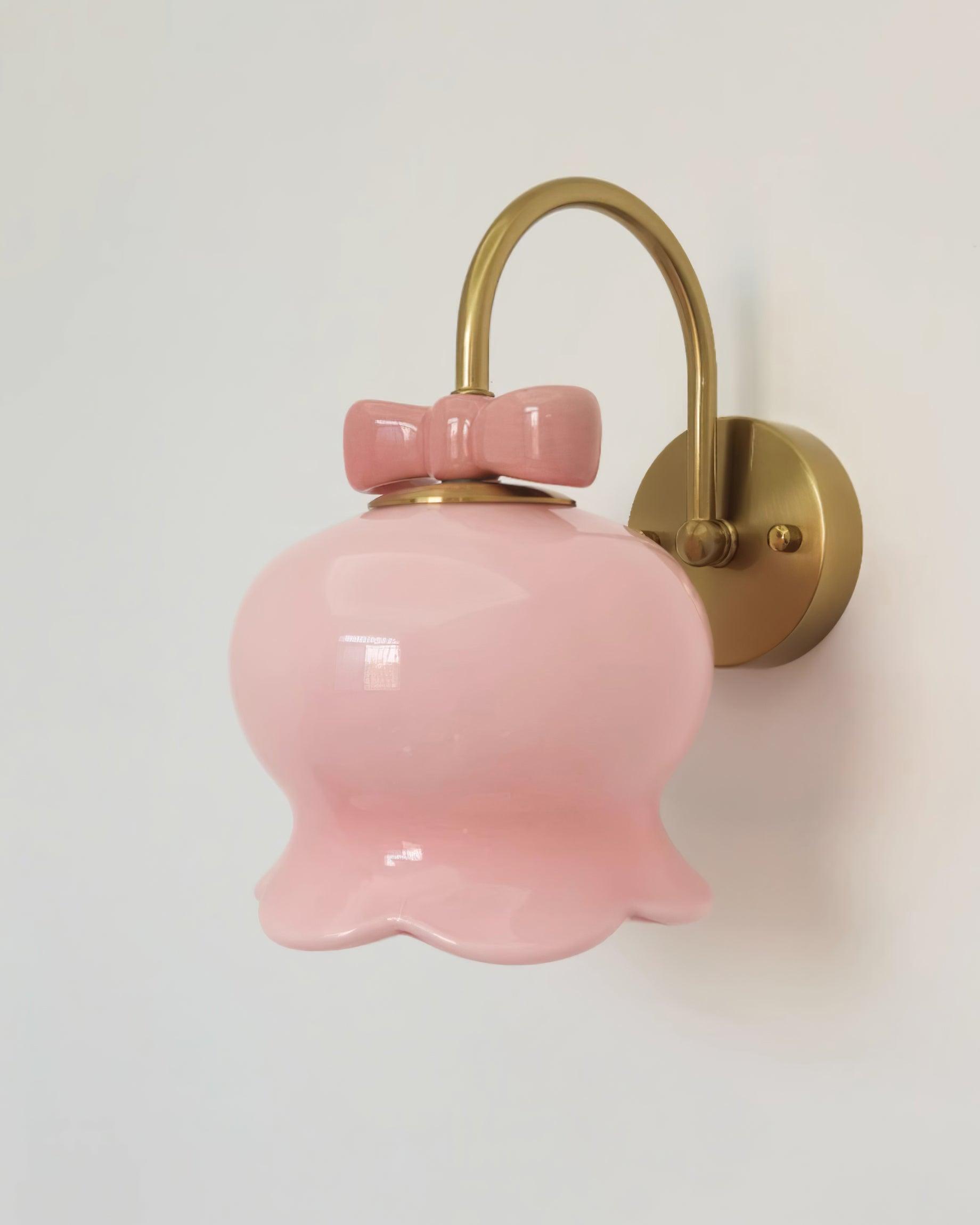 Wall Lamp Bow Accent Bell Glass Shade Playful Modern Kids Room - Letslighting