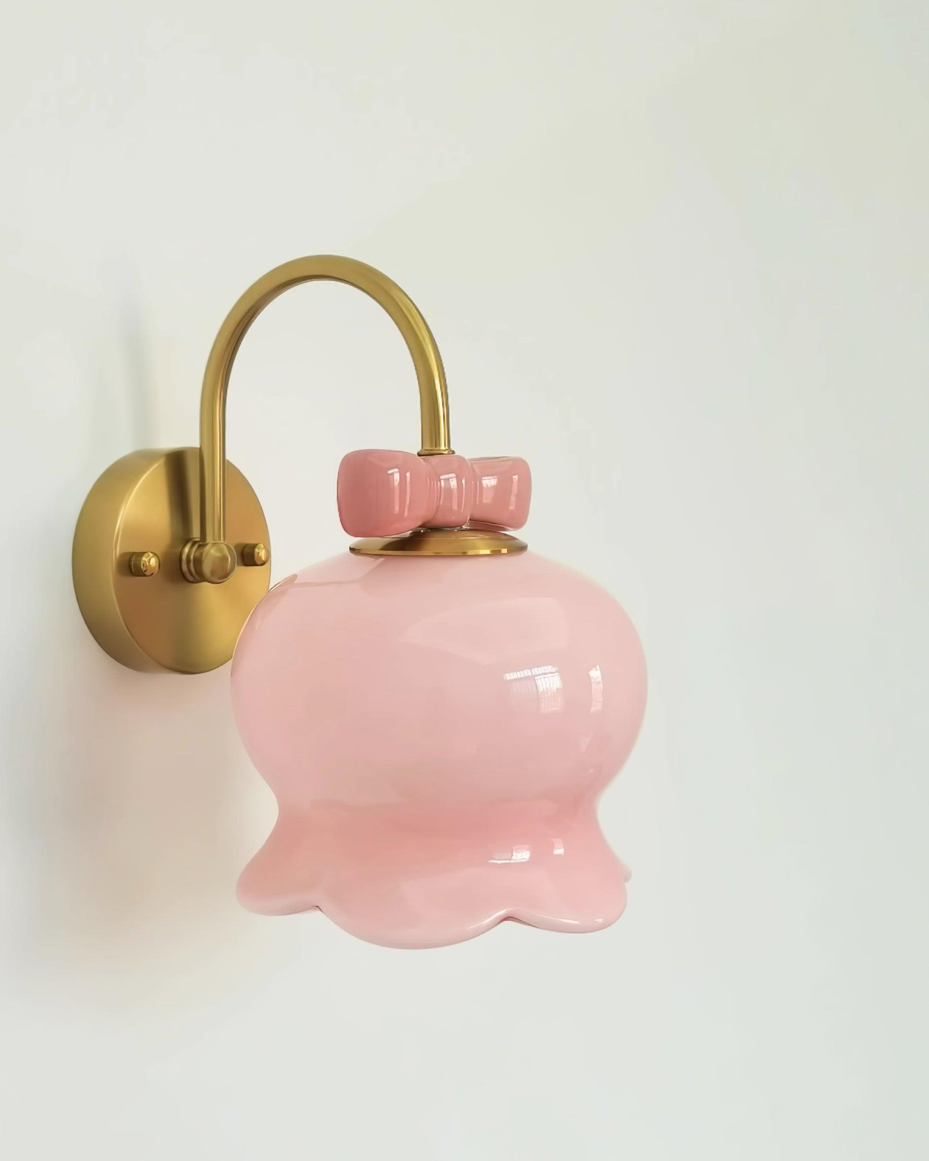 Wall Lamp Bow Accent Bell Glass Shade Playful Modern Kids Room - Letslighting