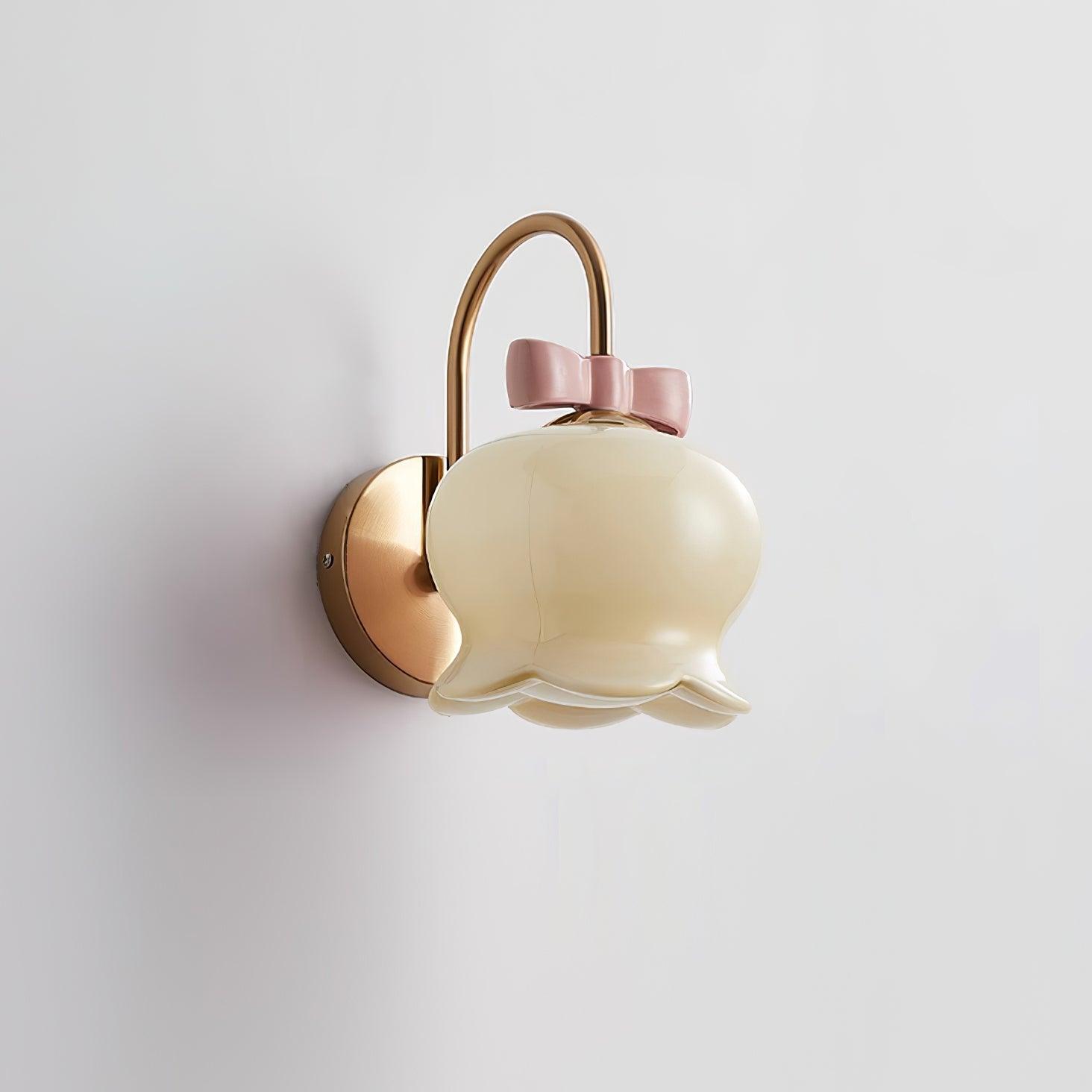 Wall Lamp Bow Accent Bell Glass Shade Playful Modern Kids Room - Letslighting