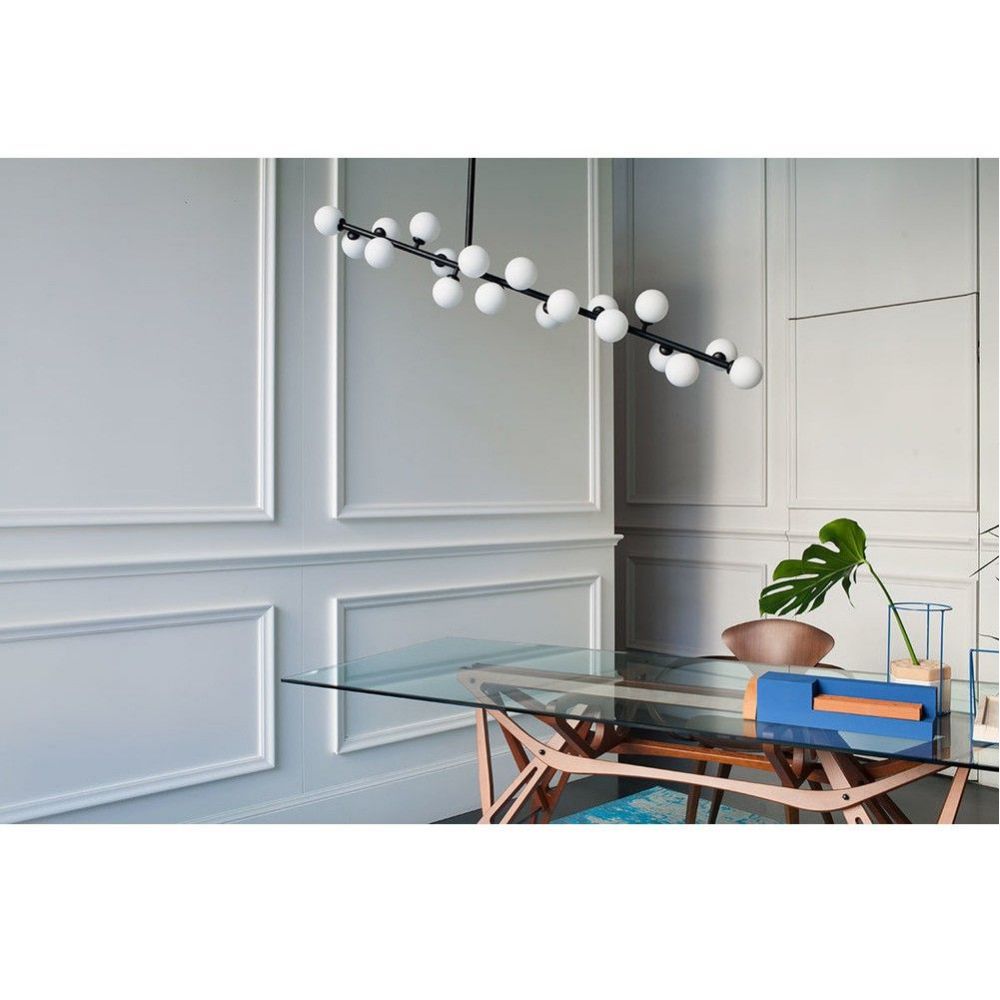 Eshair Modern Minimalist Brass Glass Chandelier - Lamp Copper