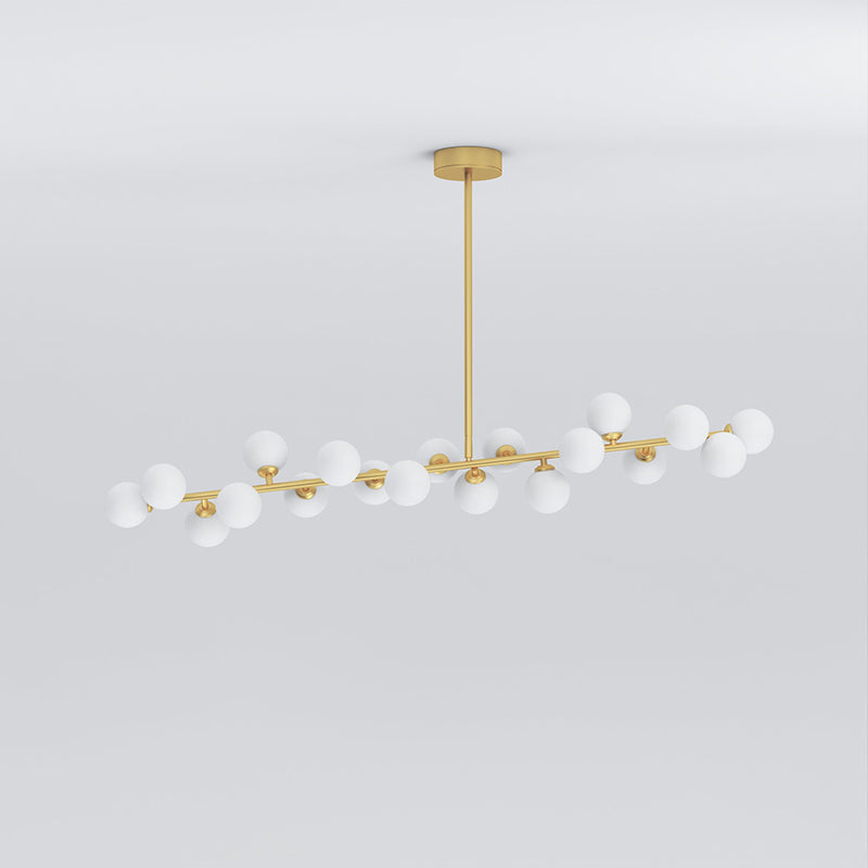 Eshair Modern Minimalist Brass Glass Chandelier - Lamp Copper