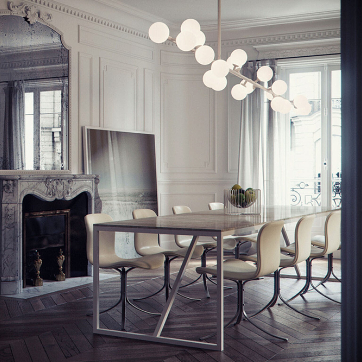 Eshair Modern Minimalist Brass Glass Chandelier - Lamp Copper