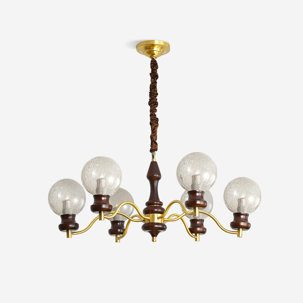 Minerva Chandelier Glass Wood Vintage - Letslighting