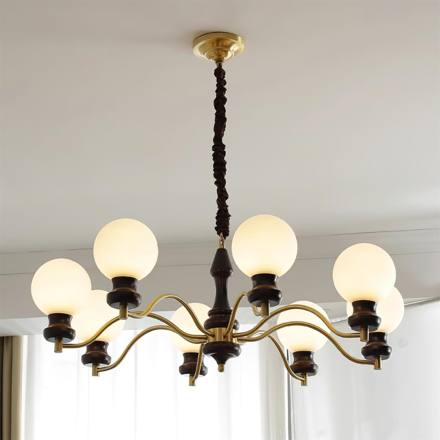 Minerva Chandelier Glass Wood Vintage - Letslighting