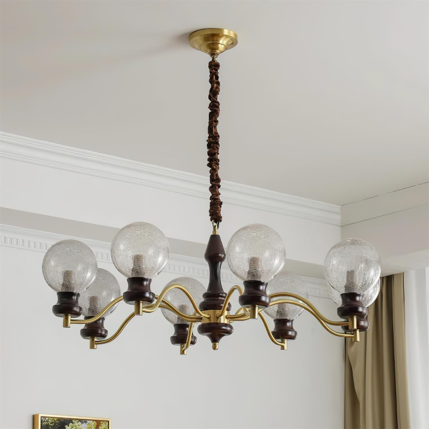 Minerva Chandelier Glass Wood Vintage - Letslighting