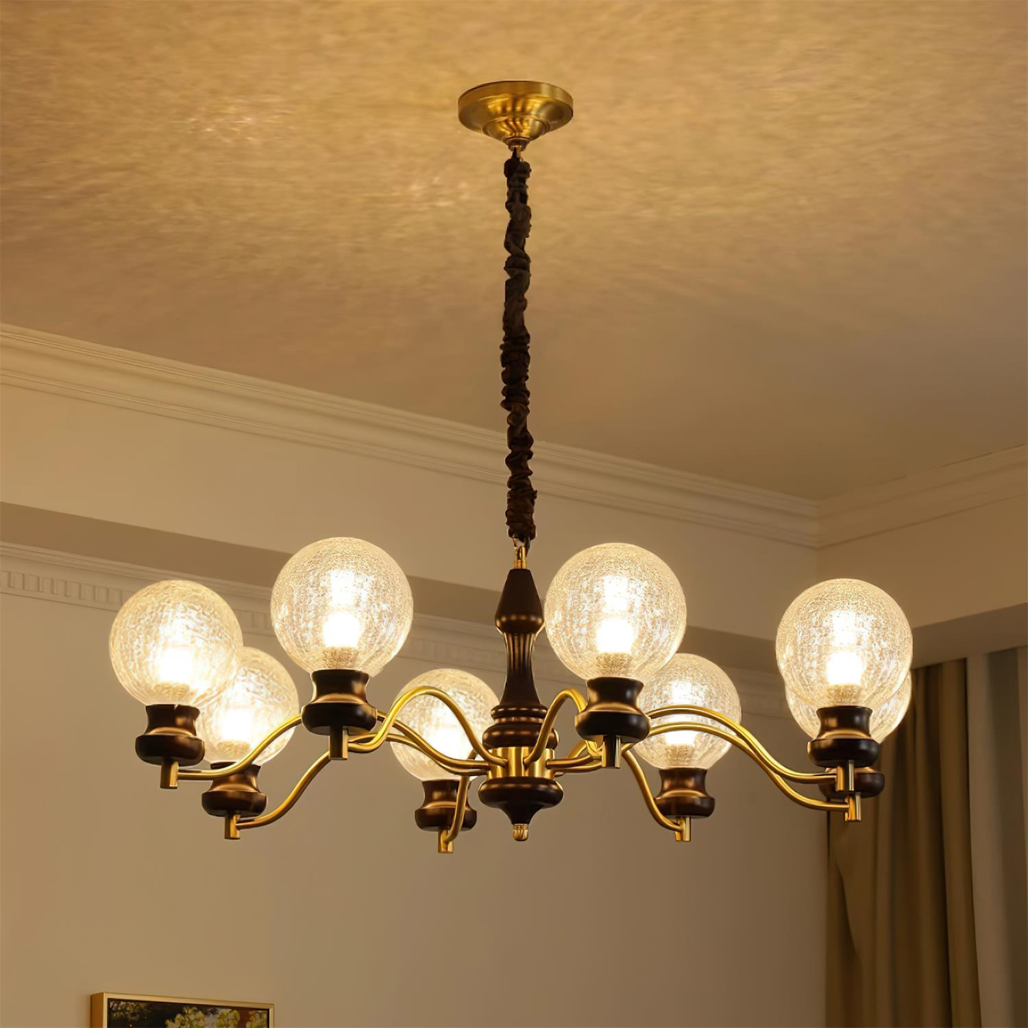 Minerva Chandelier Glass Wood Vintage - Letslighting