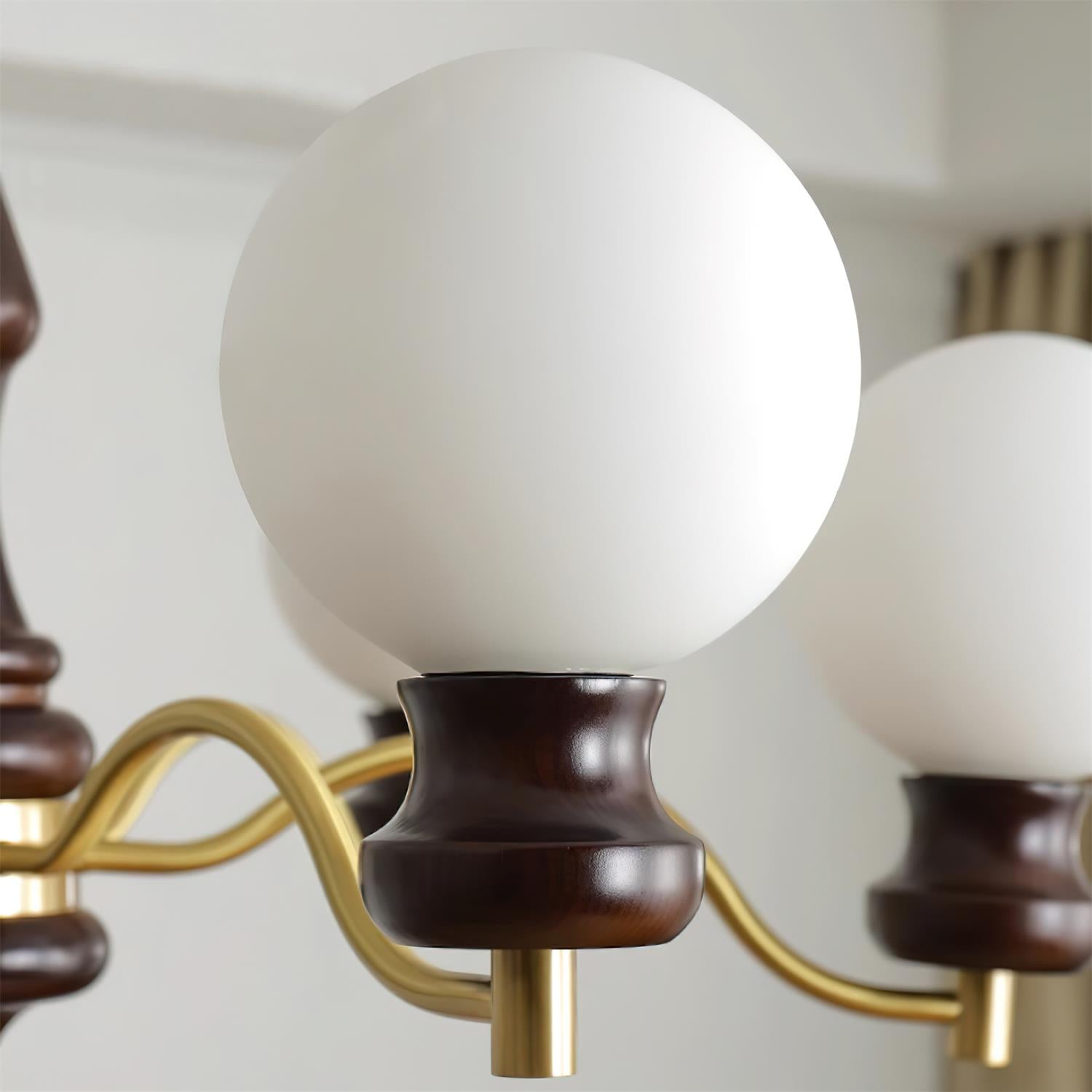 Minerva Chandelier Glass Wood Vintage - Letslighting
