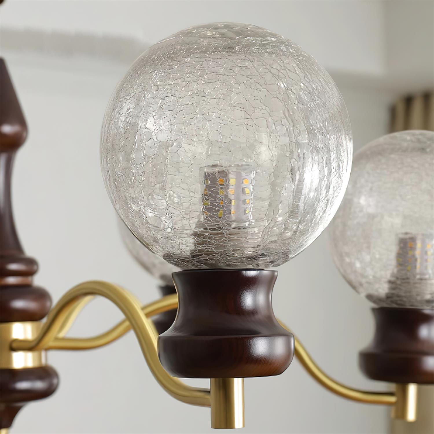 Minerva Chandelier Glass Wood Vintage - Letslighting