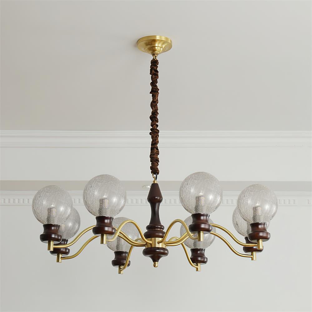Minerva Chandelier Glass Wood Vintage - Letslighting