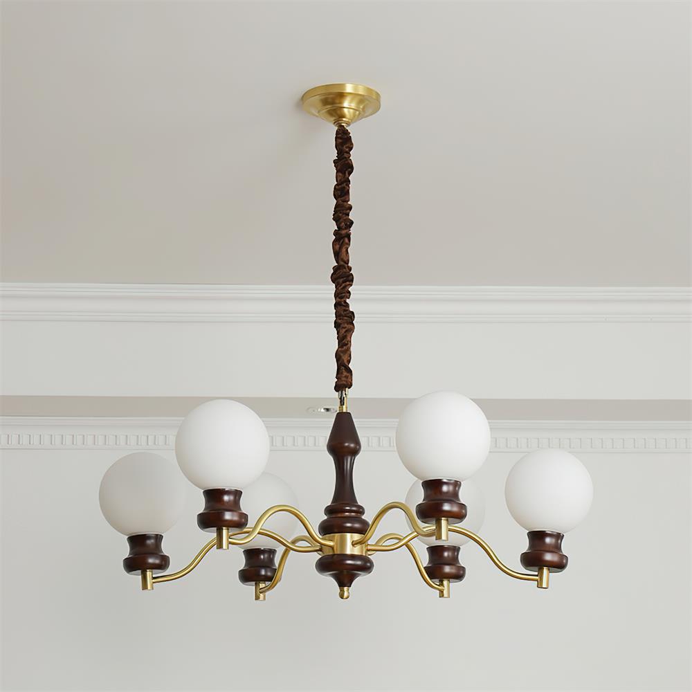 Minerva Chandelier Glass Wood Vintage - Letslighting