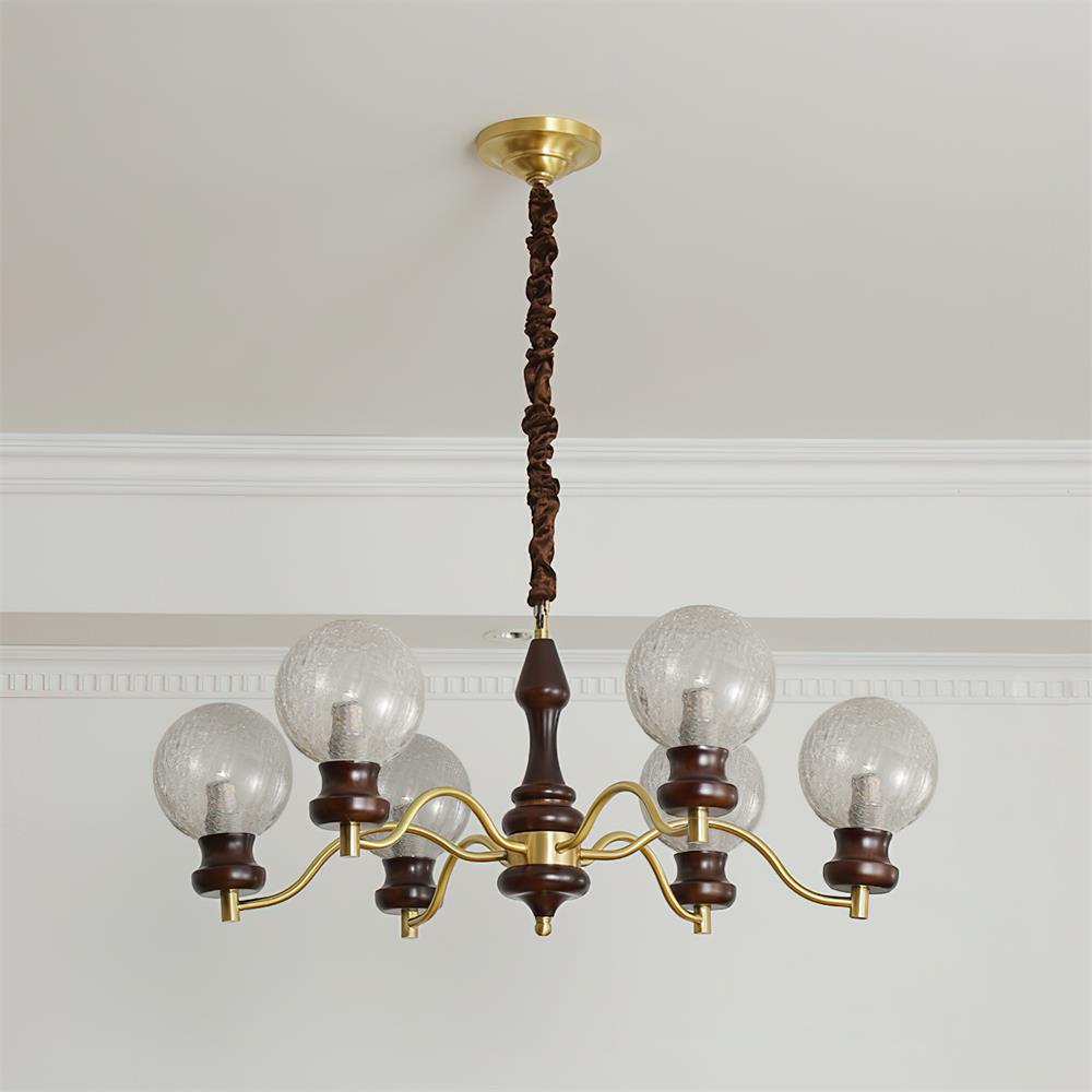 Minerva Chandelier Glass Wood Vintage - Letslighting