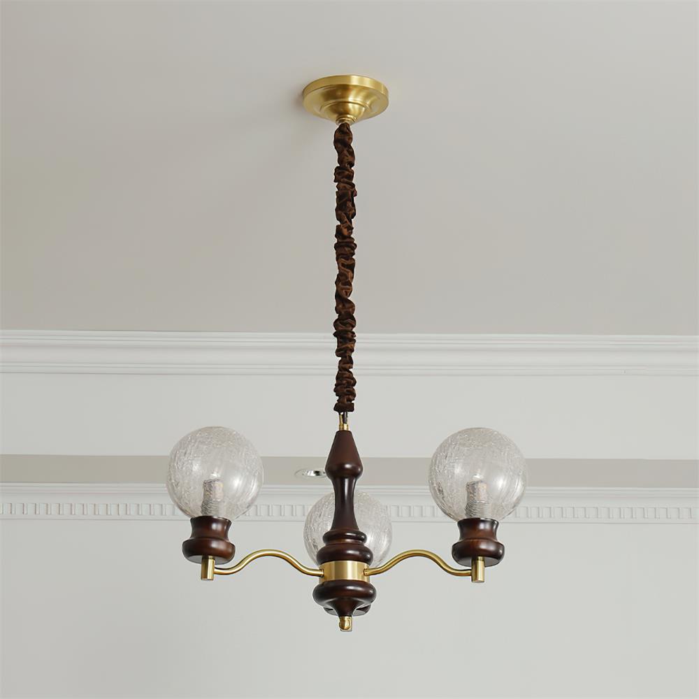 Minerva Chandelier Glass Wood Vintage - Letslighting