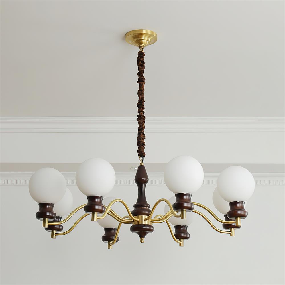 Minerva Chandelier Glass Wood Vintage - Letslighting
