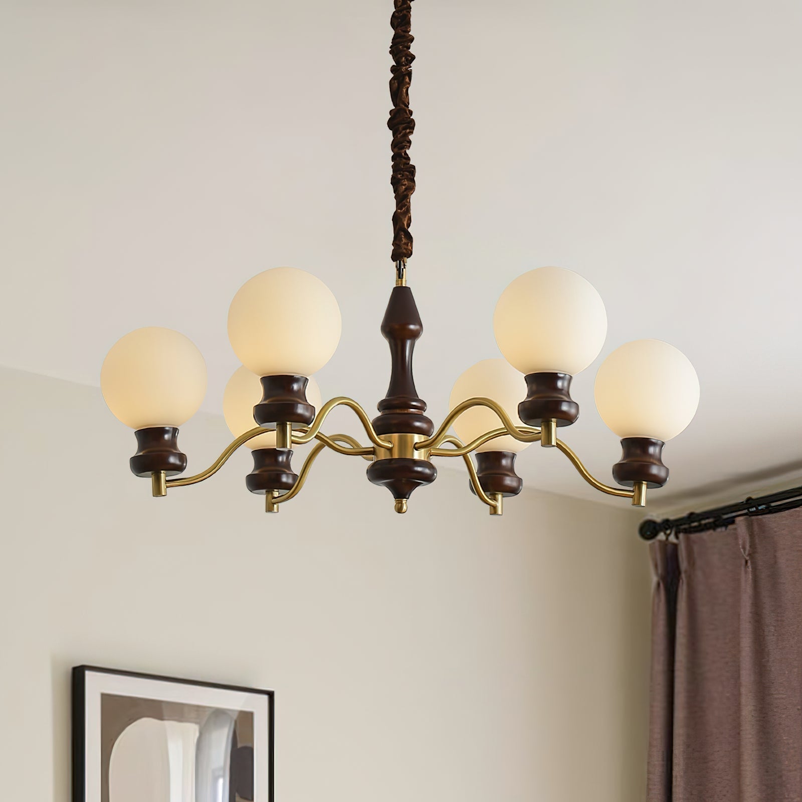 Minerva Chandelier Glass Wood Vintage - Letslighting