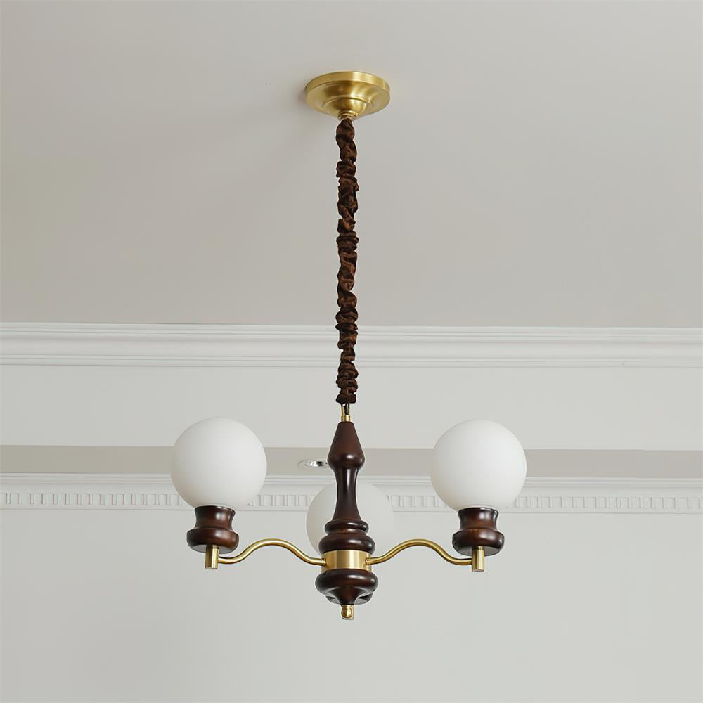 Minerva Chandelier Glass Wood Vintage - Letslighting
