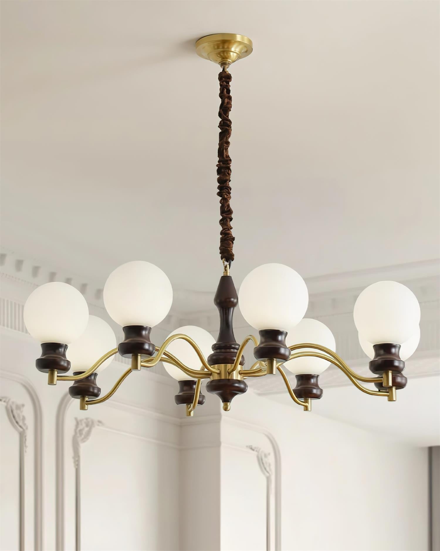 Minerva Chandelier Glass Wood Vintage - Letslighting