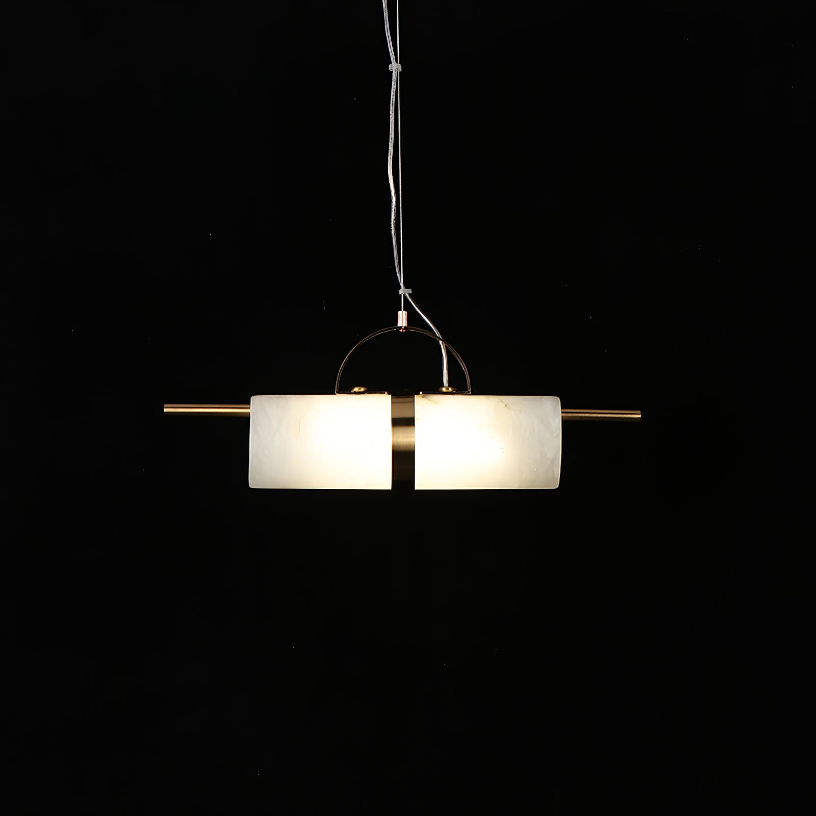 Atheor Modern Minimalist Cylindrical Metal Alabaster Pendant Light - Lamp Copper