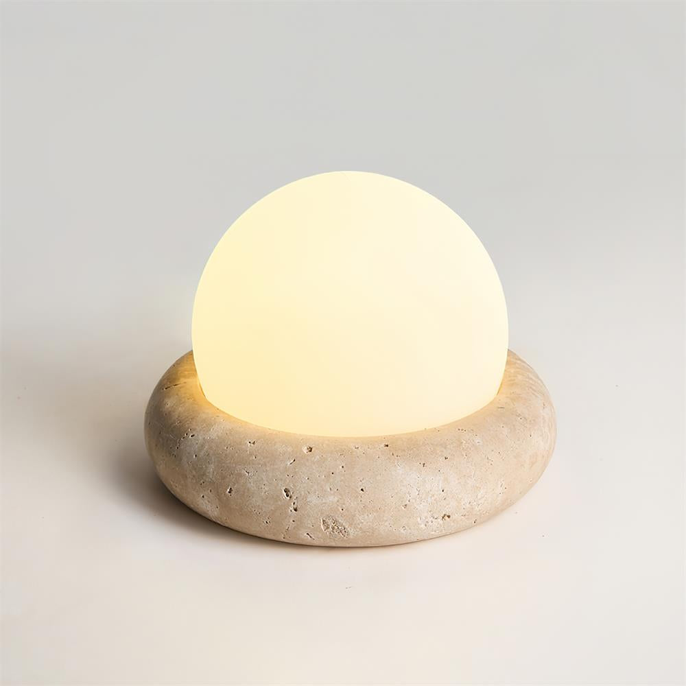 Riita Lampe de Table Mini Globe en Travertin Maga - Neutralighting