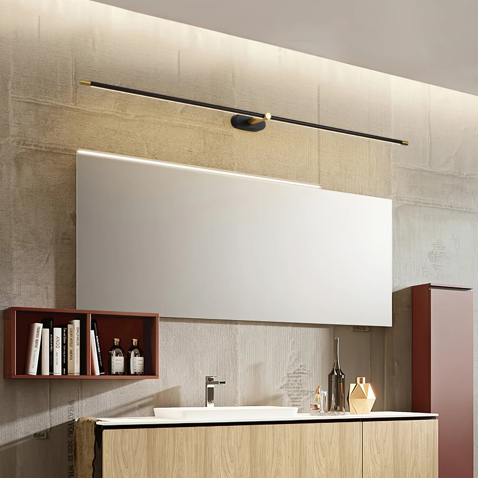 Ivox Applique Murale Linéaire Minimaliste Or & Noir