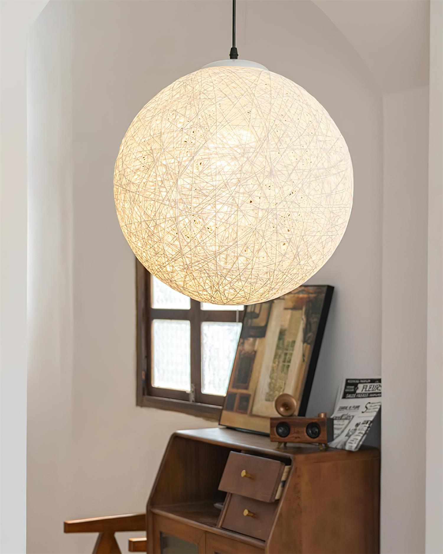 Virelli Lampe Pendante Sphère en Rattan de Chanvre Artisanale Boho - Neutralighting