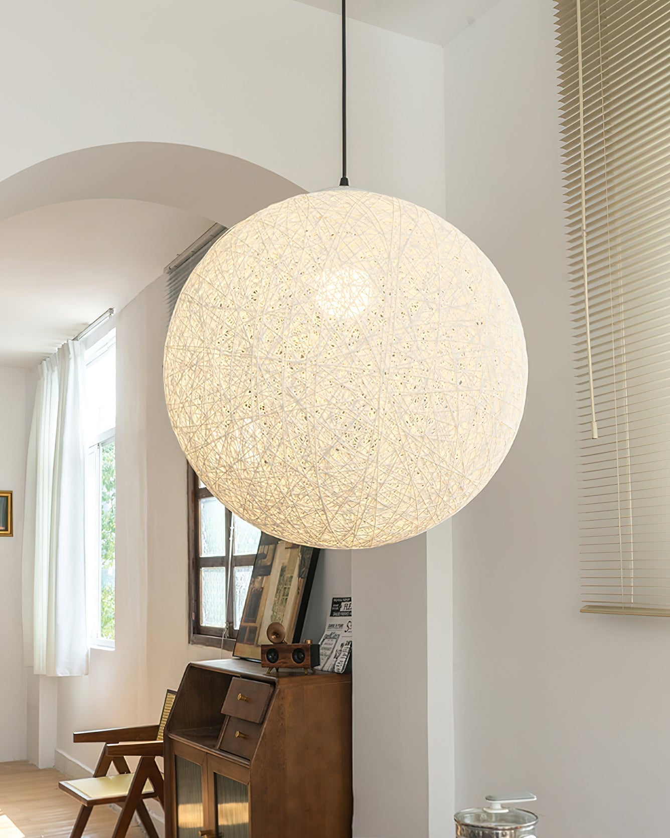 Virelli Lampe Pendante Sphère en Rattan de Chanvre Artisanale Boho - Neutralighting