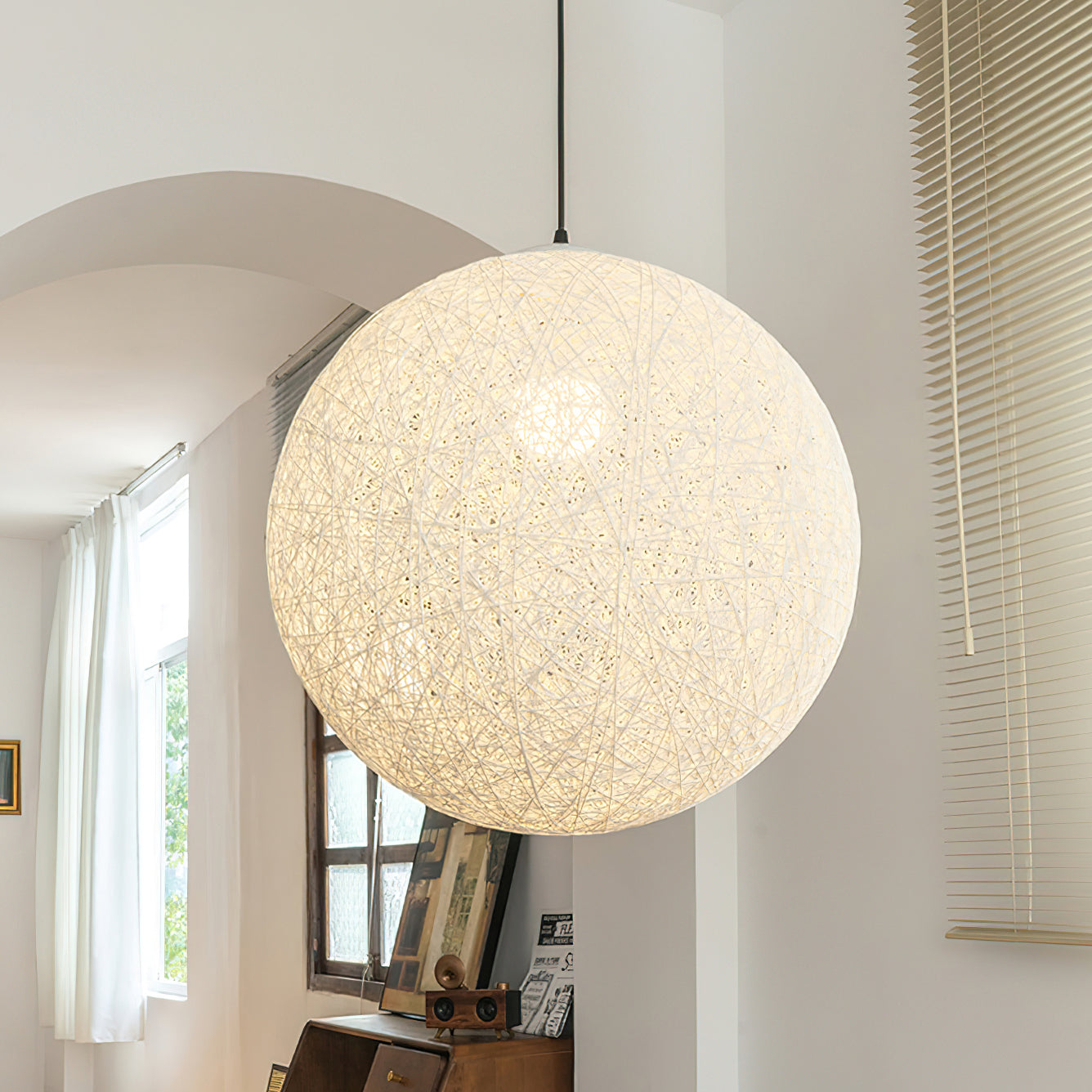 Virelli Lampe Pendante Sphère en Rattan de Chanvre Artisanale Boho - Neutralighting