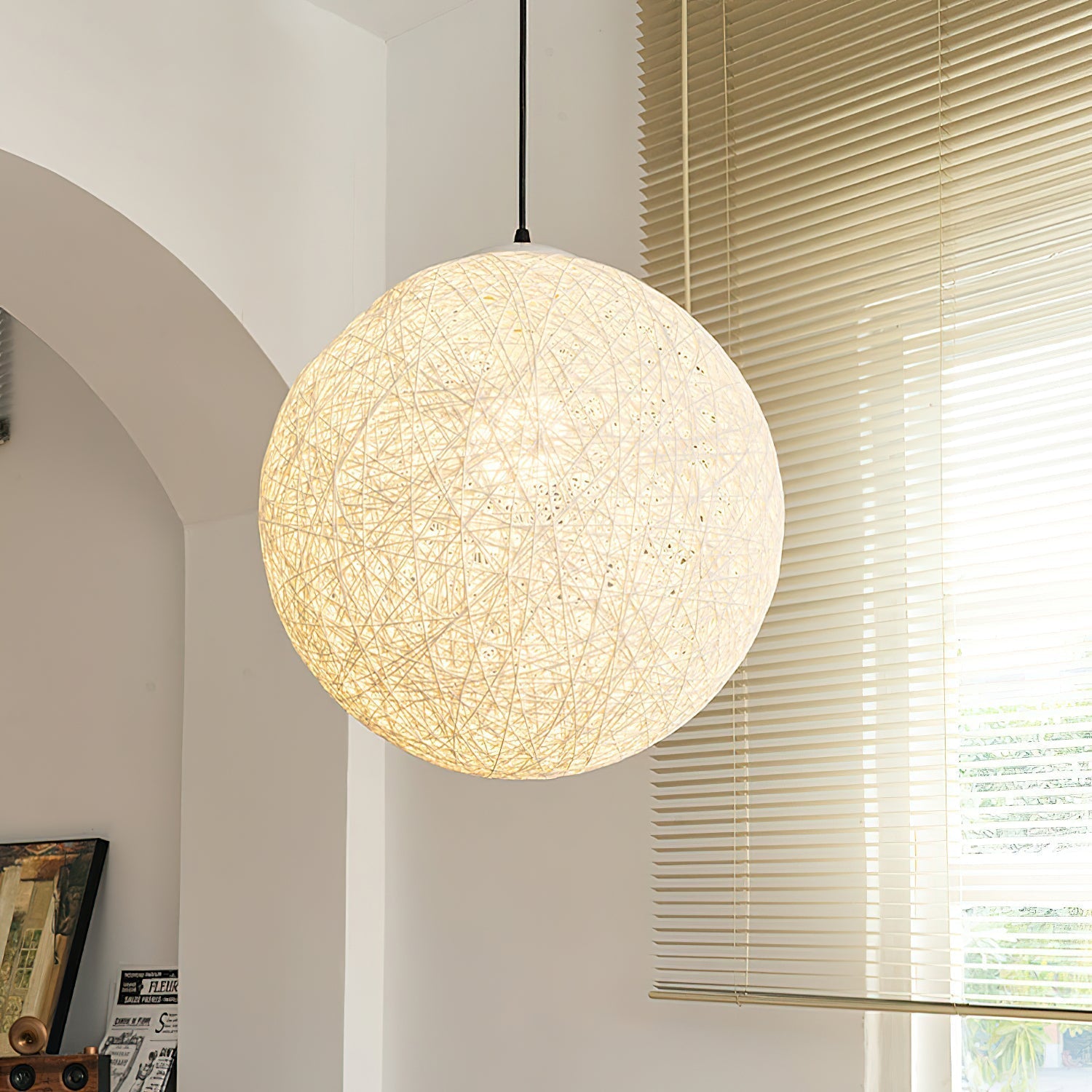 Virelli Lampe Pendante Sphère en Rattan de Chanvre Artisanale Boho - Neutralighting