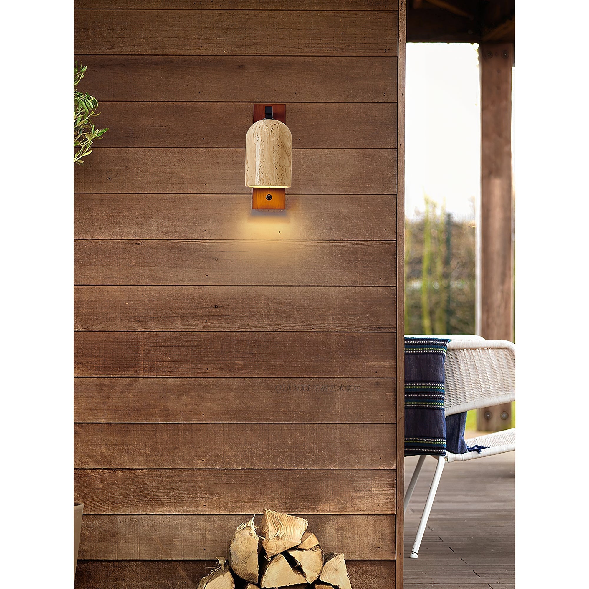 Cevenia Art Classic Natural Travertine Wall Lamp - Lamp Copper