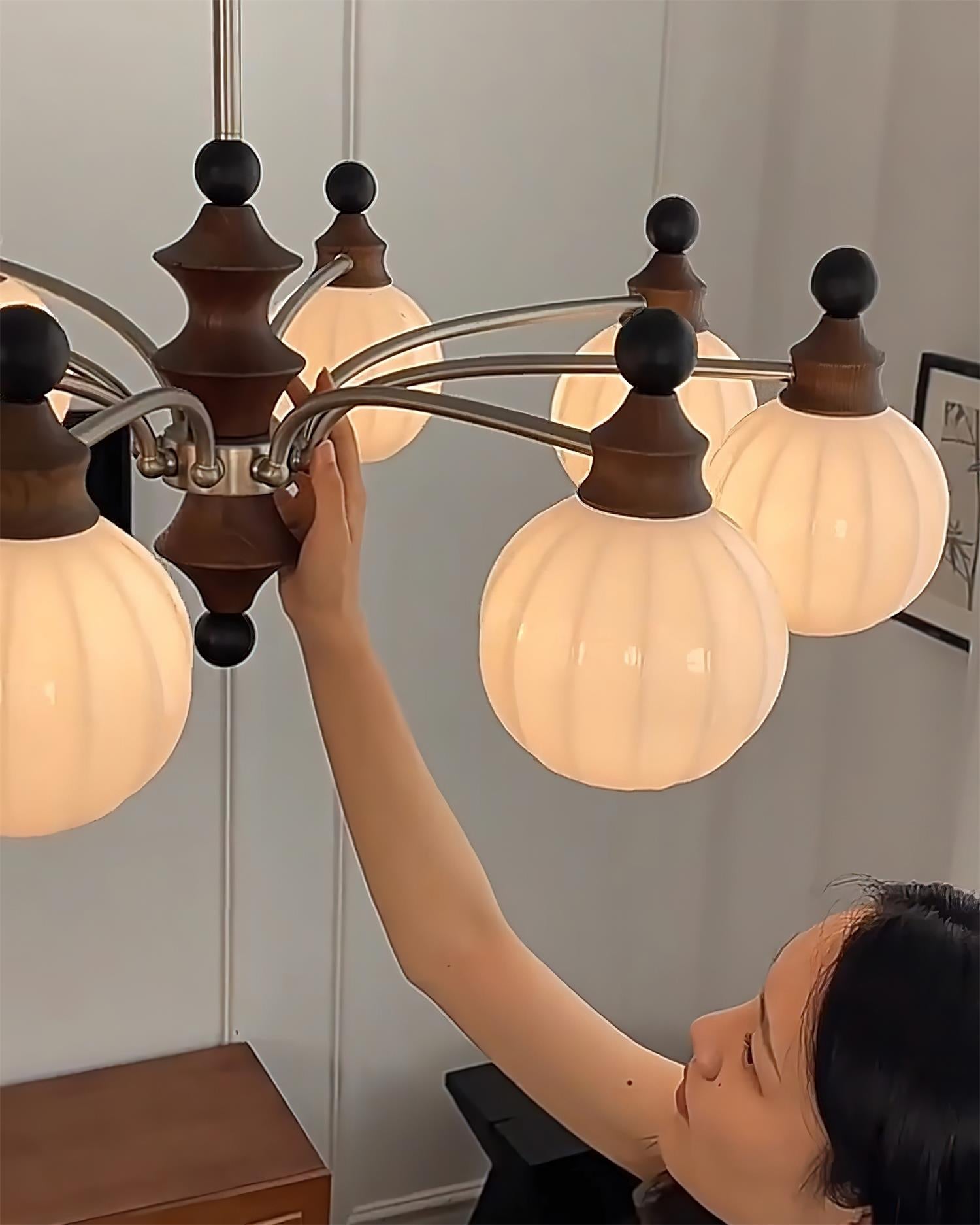 Mirena Chandelier Glass Orb Bronze - Letslighting