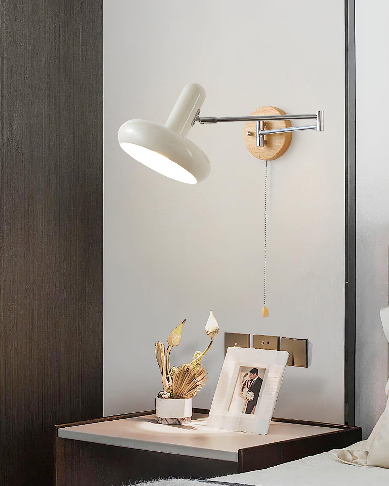 Wall Lamp Swivel Arm Rounded Shade Pull Chain Modern Retro - Letslighting