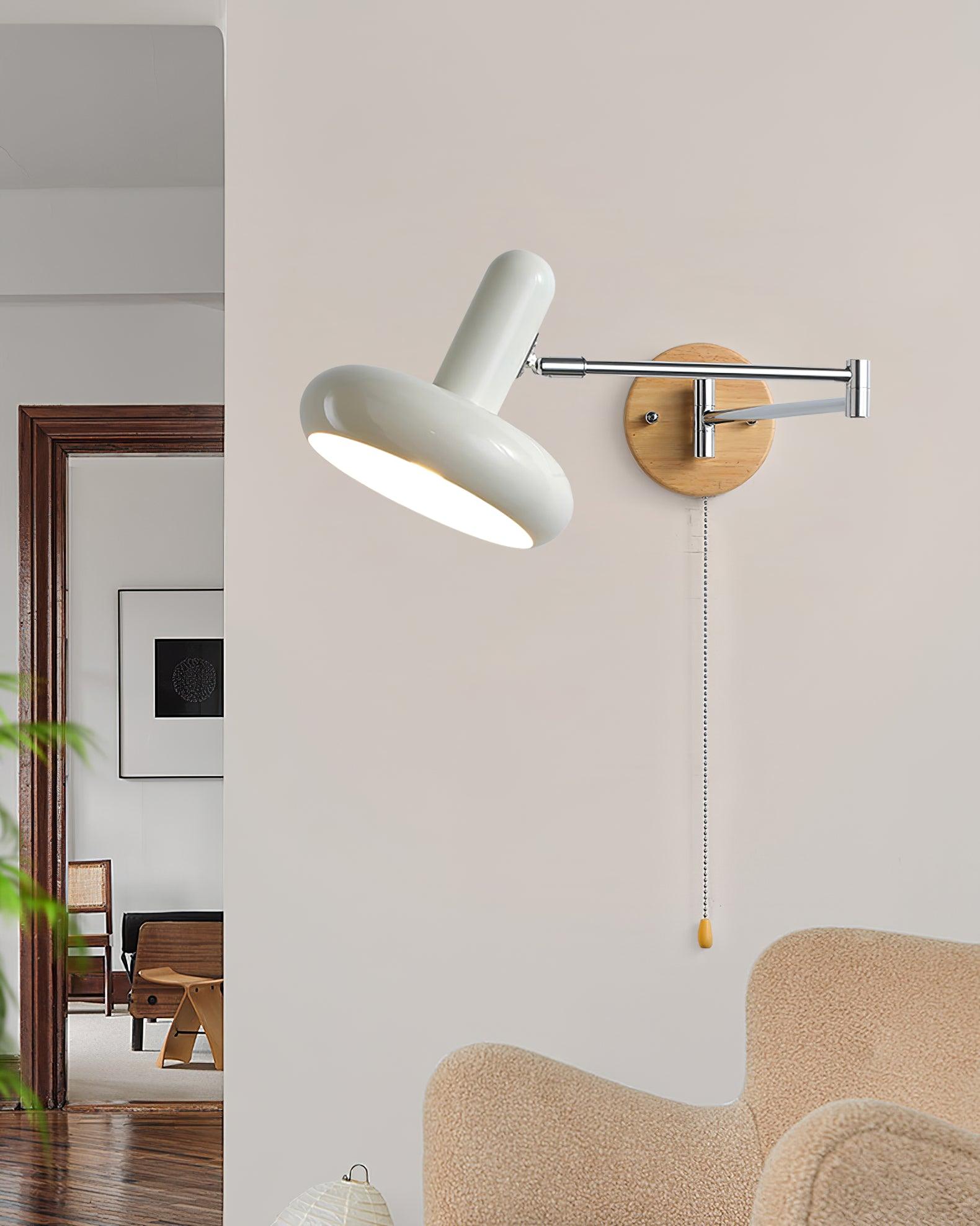 Wall Lamp Swivel Arm Rounded Shade Pull Chain Modern Retro - Letslighting