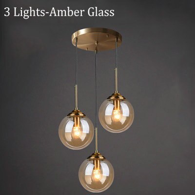 Narell Luminaires Suspension Verre Transparent Ambre