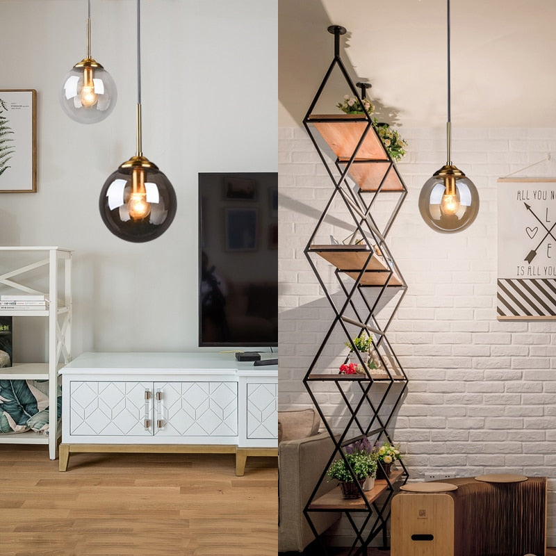 Narell Luminaires Suspension Verre Transparent Ambre