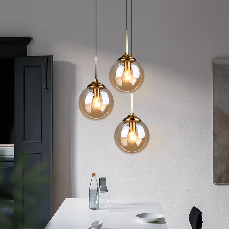 Narell Luminaires Suspension Verre Transparent Ambre