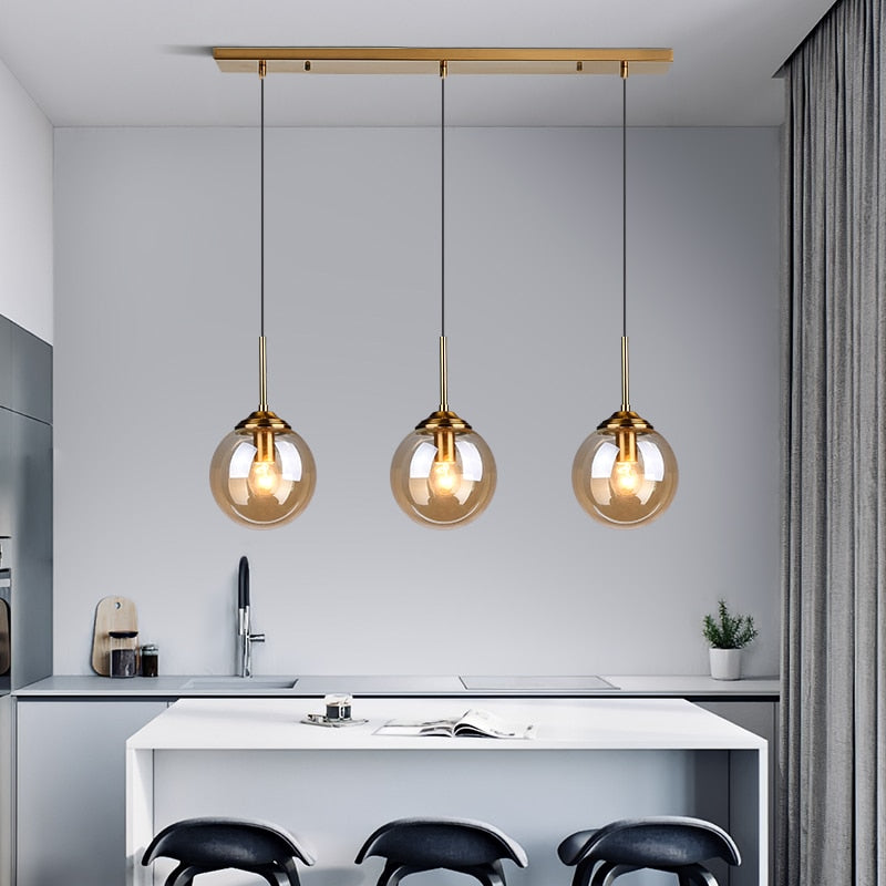 Narell Luminaires Suspension Verre Transparent Ambre