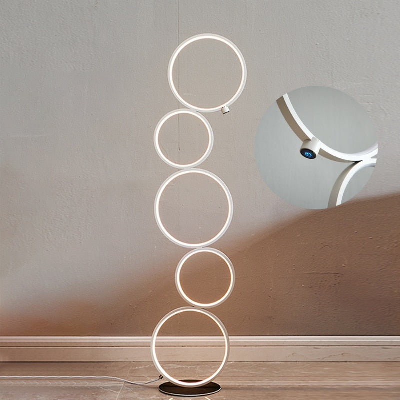 Arisha Lampadaire Sur Pied Rond Minimaliste, Blanc/Noir, Salon - Neutralighting