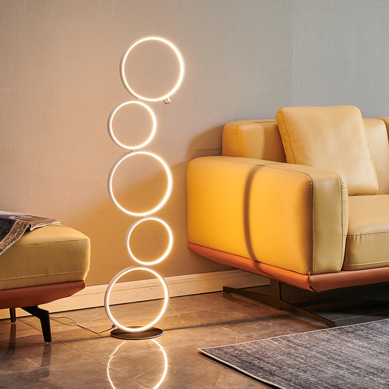 Arisha Lampadaire Sur Pied Rond Minimaliste, Blanc/Noir, Salon - Neutralighting