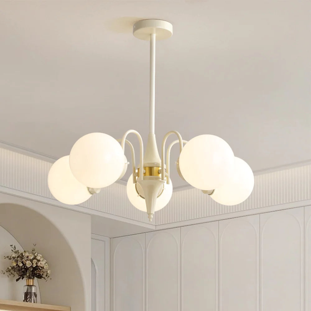 Valentina Lustre Français LED Blanc Crème Métal Salon