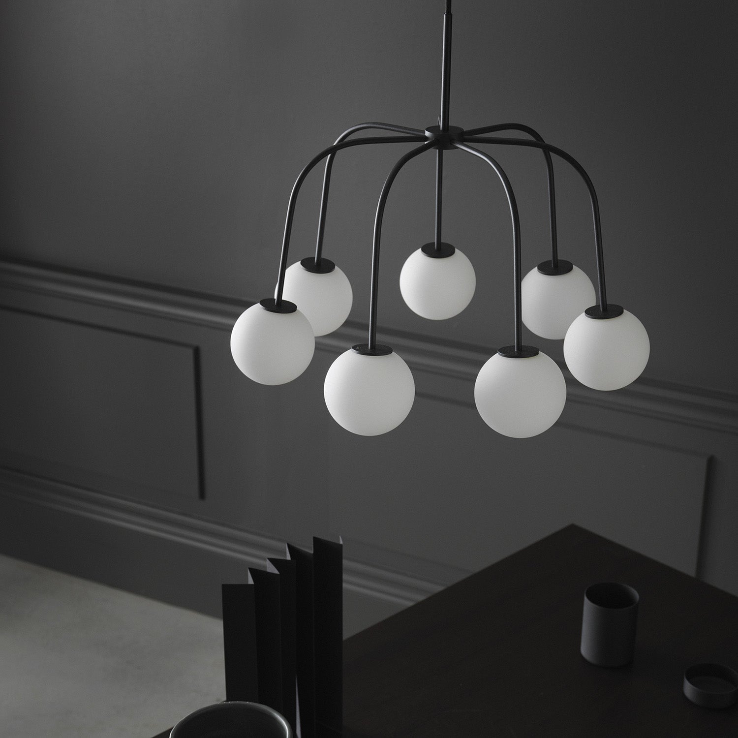Elphaia Vintage Modern Octopus Black Glass Chandelier - Lamp Copper