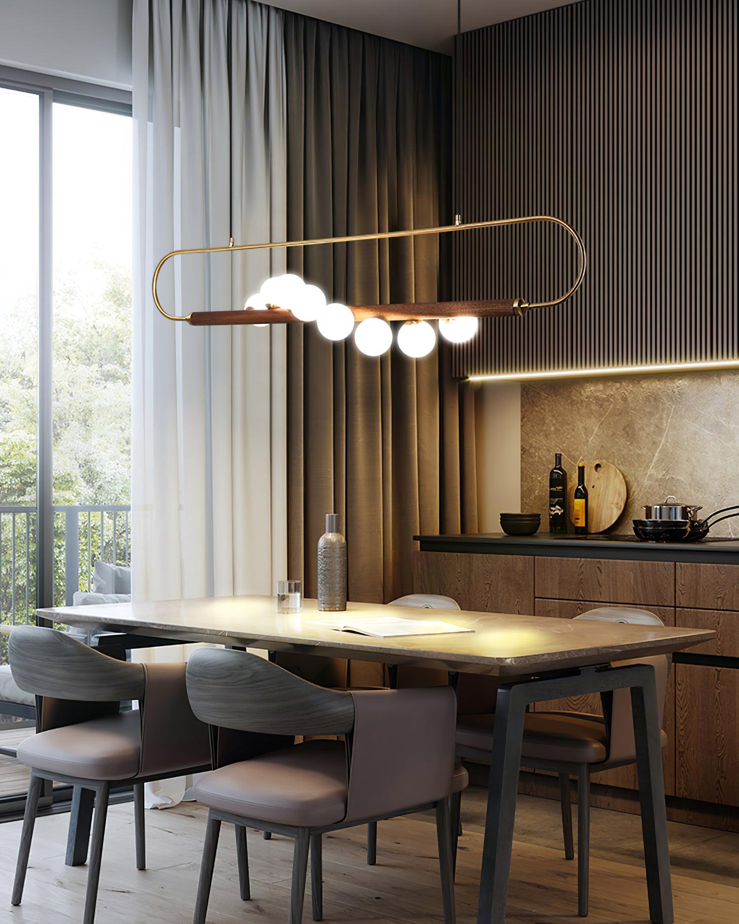Ardin Chandelier Moderne en Noyer et Laiton - Neutralighting