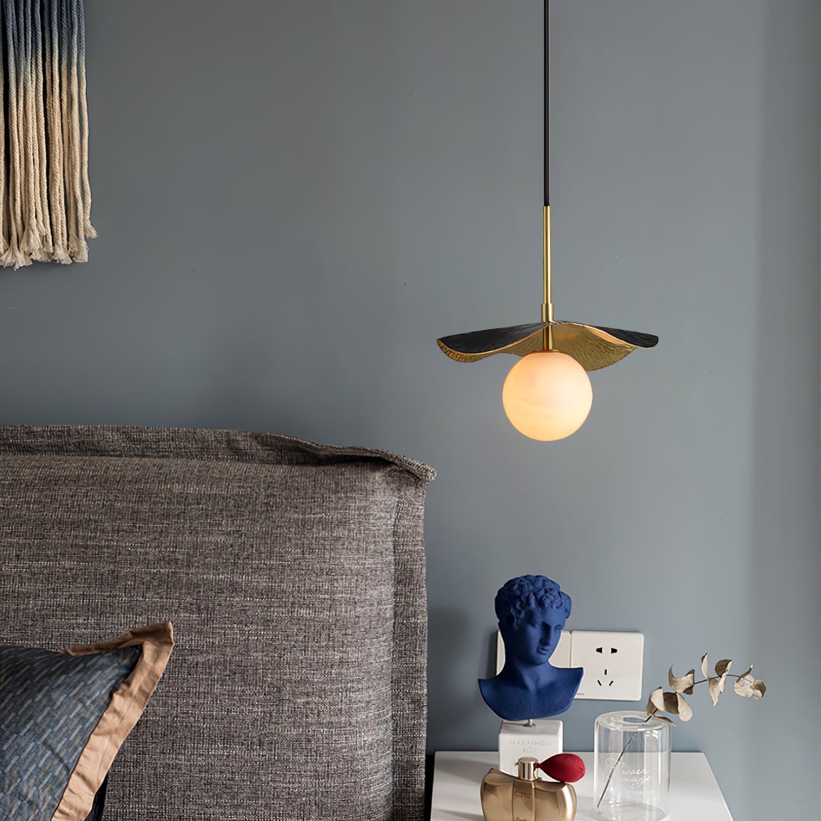 Zaraeen Modern Minimalist Brass Alabaster Pendant Light - Lamp Copper
