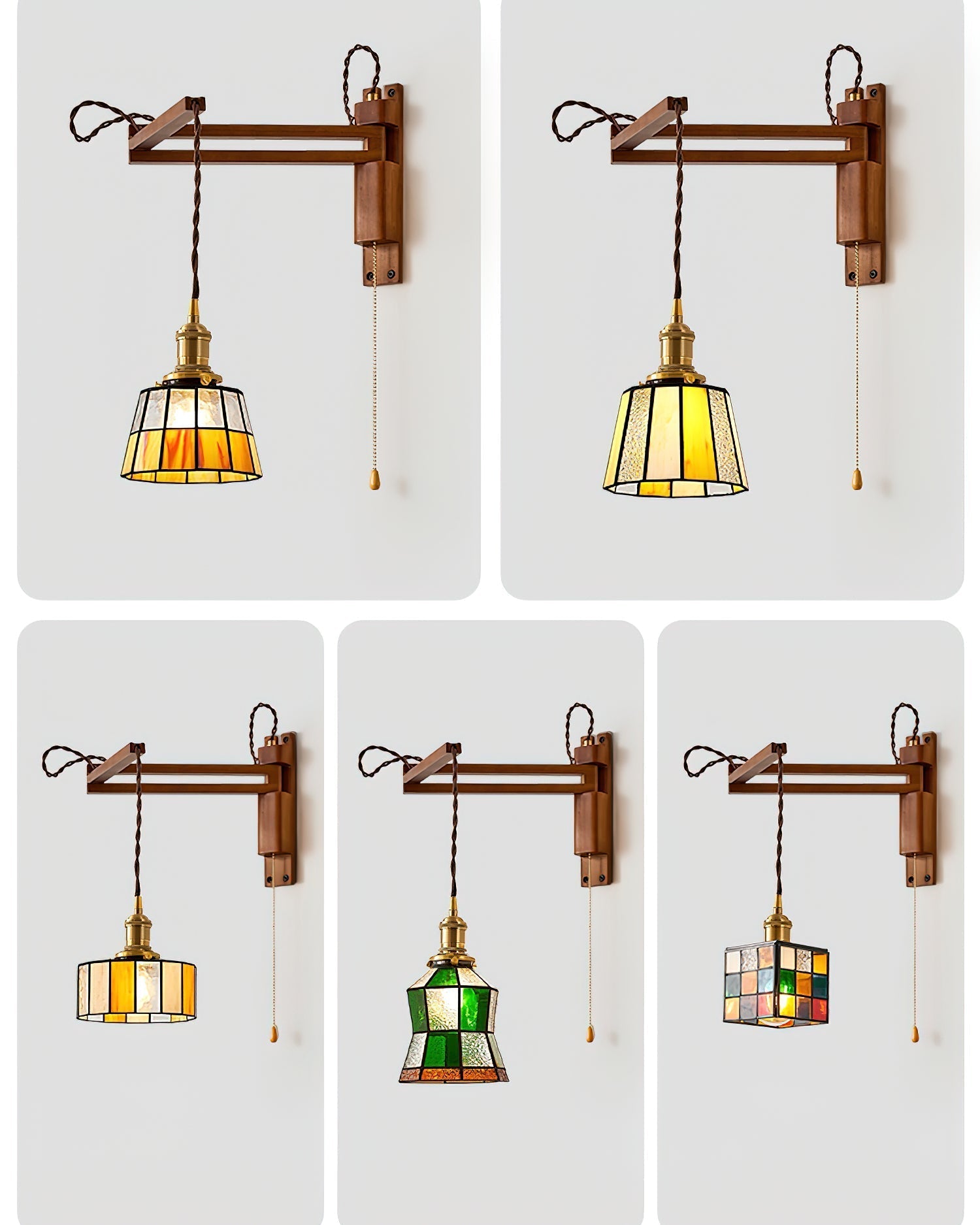 Tiffany Applique Murale Mosaïque avec Chaîne à Tirette - Neutralighting