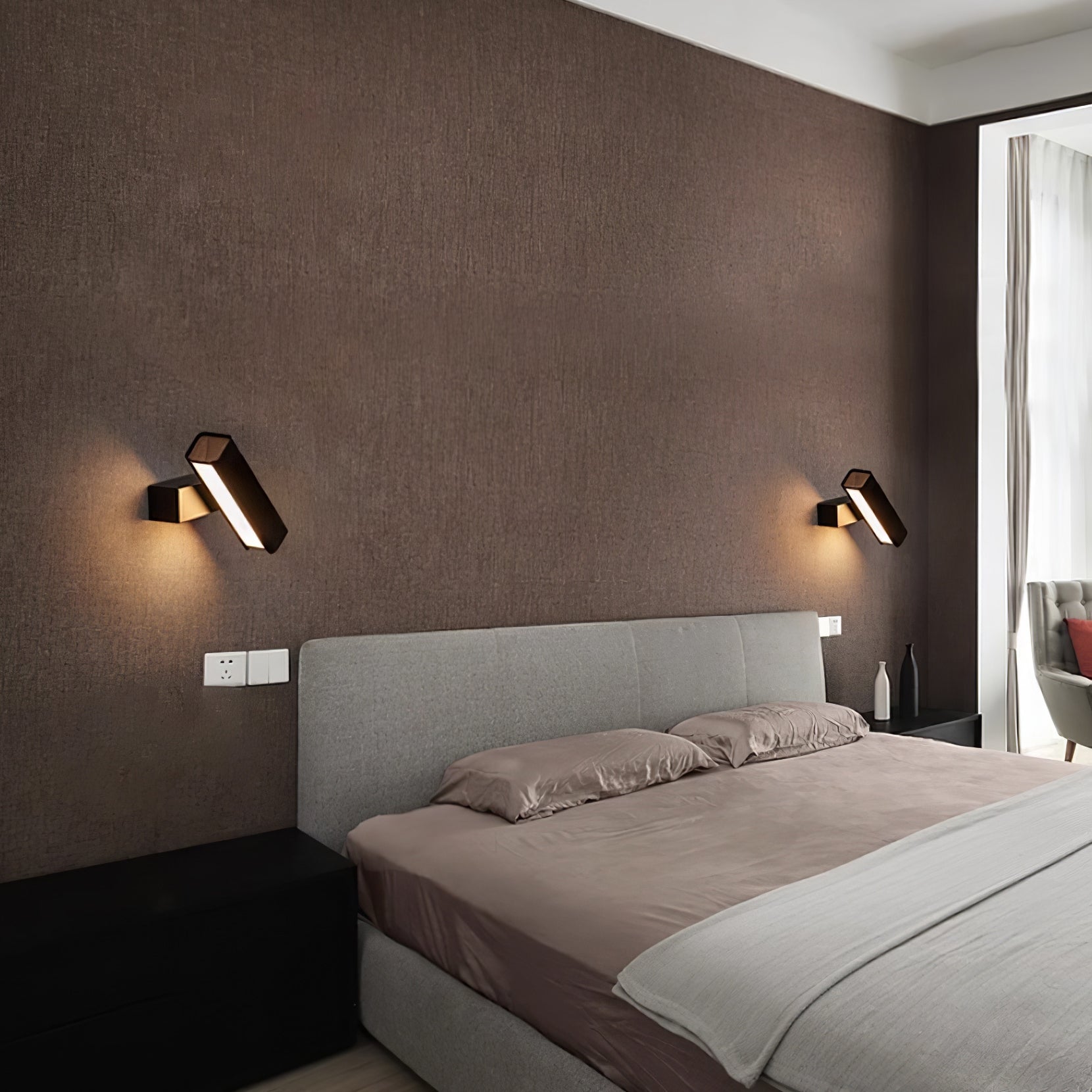 Olvynora Rotating Modern Minimalist Wooden Metal Wall Lamp - Lamp Copper