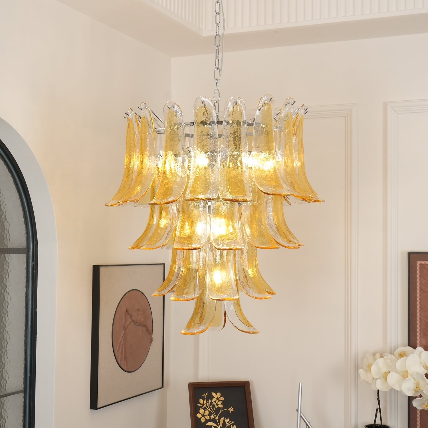Orshaan Postmodern Luxury Metal Glass Chandelier - Lamp Copper