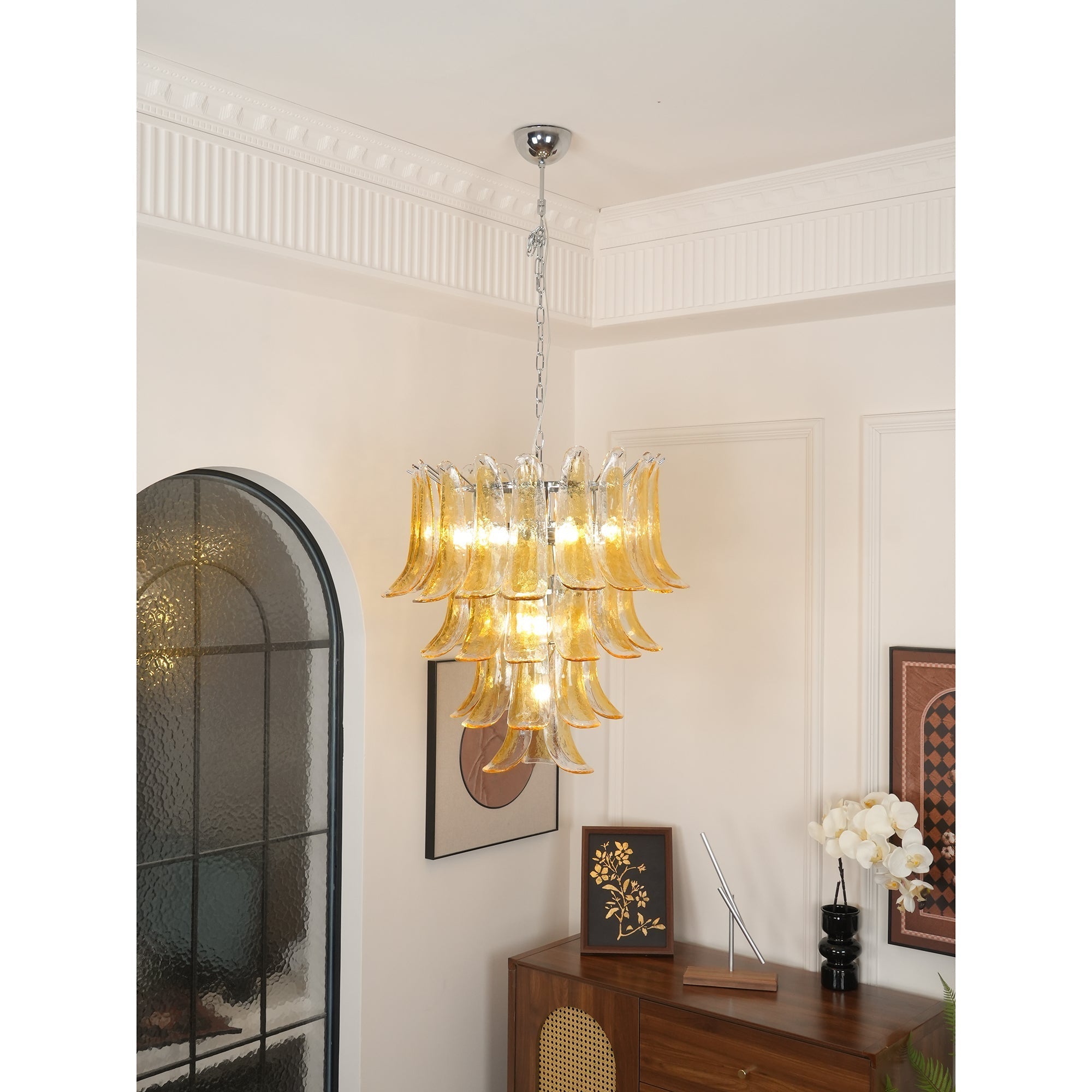 Orshaan Postmodern Luxury Metal Glass Chandelier - Lamp Copper